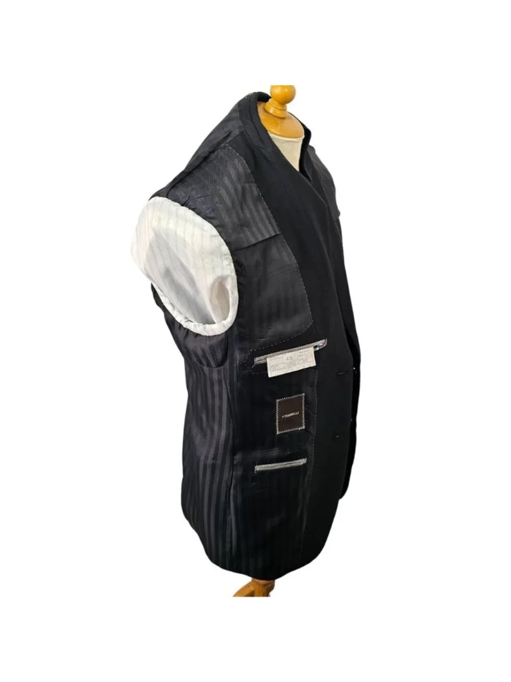 Y2K Vitarelli Black Wool Blazer Mens 40L Classic Italian Sport Coat Peak Lapel